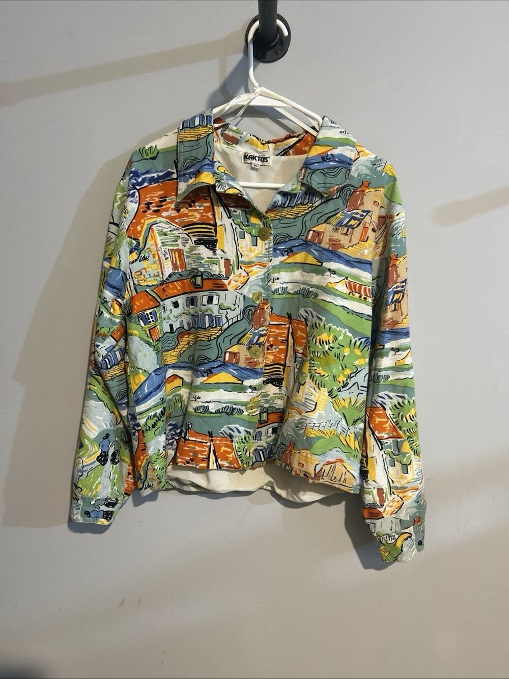 VTG Kaktus Jacket Women’s Art To Wear Abstract Linen Medium